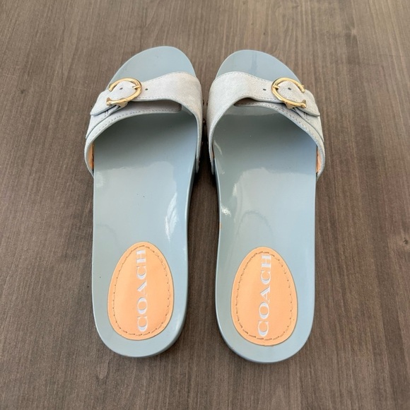 Coach bleeker suede slide sandals light blue size 8 - Picture 4 of 13